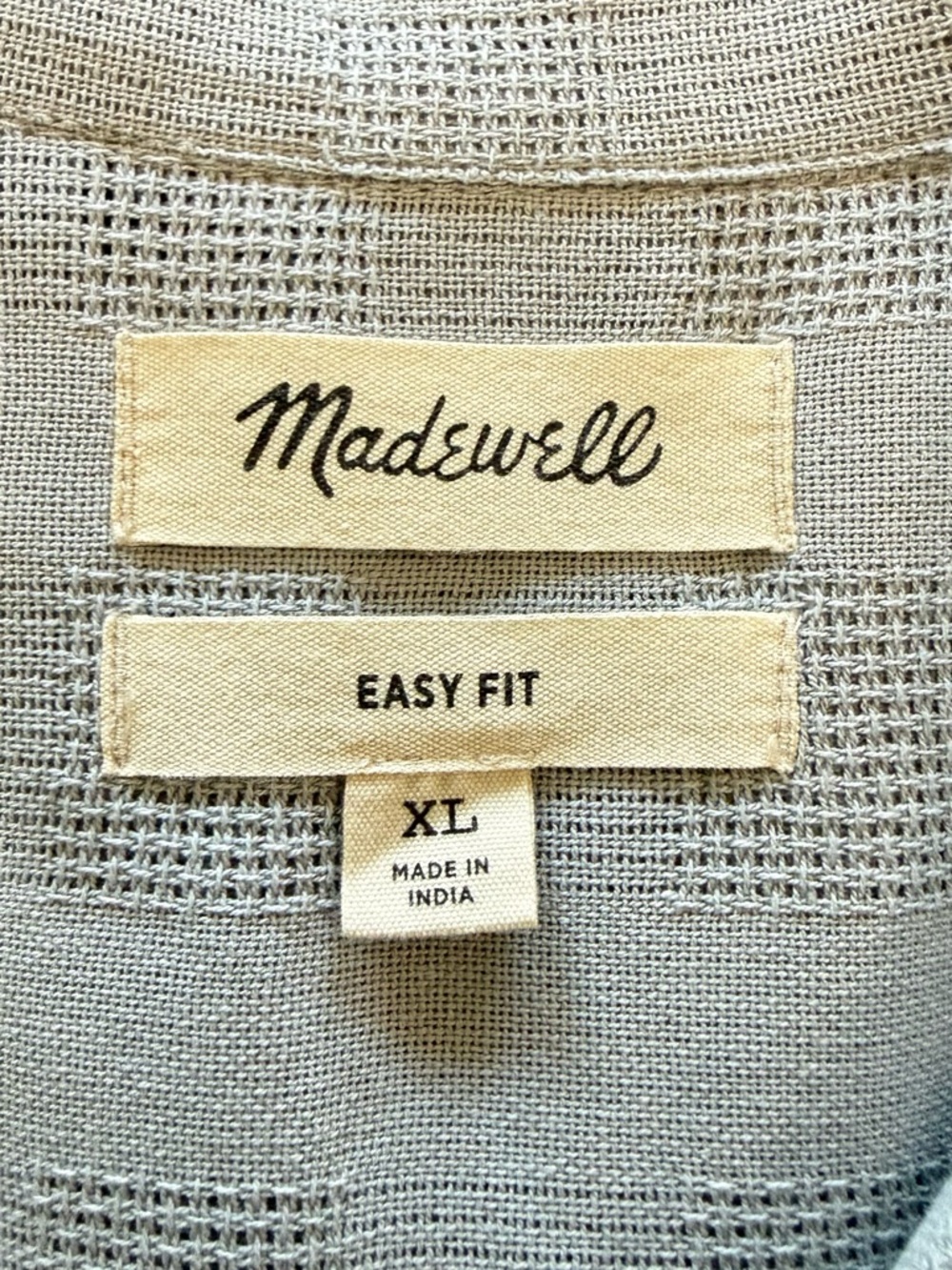 Men’s Madewell Easy Short-Sleeve in Textured Dobby 100% Cotton size XL in Grey - Picture 4 of 7